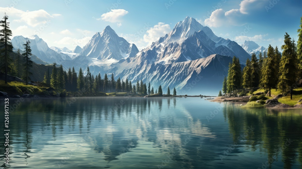 Naklejka premium s trees and mountain