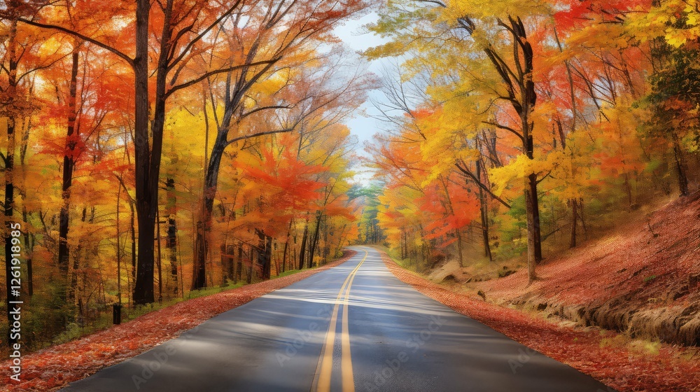 Fototapeta premium leaves county road