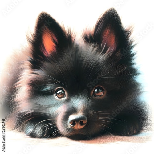 스키퍼키, 파스텔화, jpeg (Schipperke, pastel painting, jpeg) photo