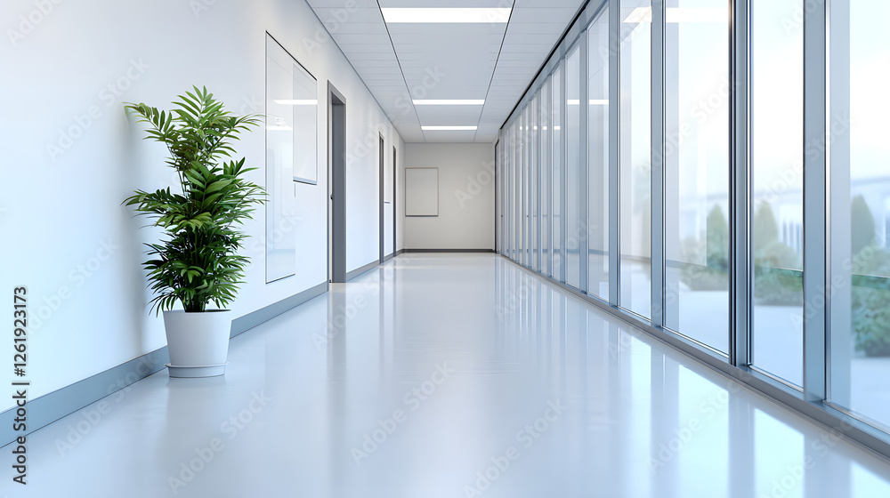 Fototapeta premium Bright and Modern Office Corridor Background