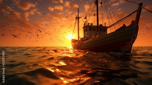 fishermen ship on water photo