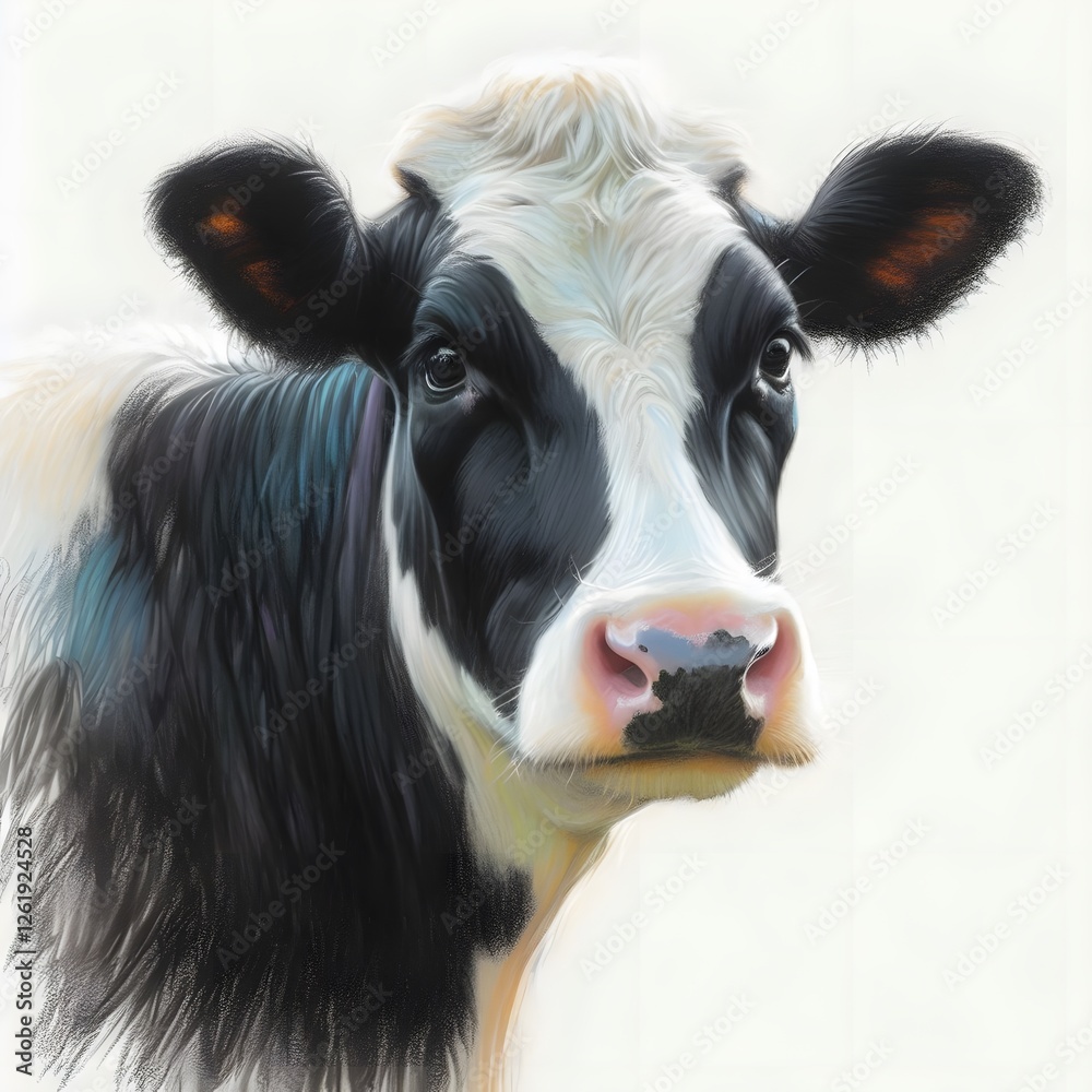 흰 배경, 젖소(홀스타인), 파스텔화, jpeg (white background, milk cow (Holstein), pastel painting, jpeg) 흰 배경, 젖소(홀스타인), 파스텔화, jpeg (white background, milk cow (Holstein), pastel painting, jpeg)