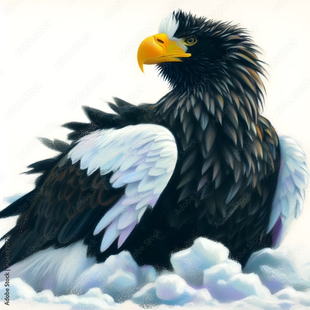 흰 배경, 참수리, 파스텔화, jpeg (white background, Steller's sea eagle, pastel painting, jpeg) 흰 배경, 참수리, 파스텔화, jpeg (white background, Steller's sea eagle, pastel painting, jpeg)