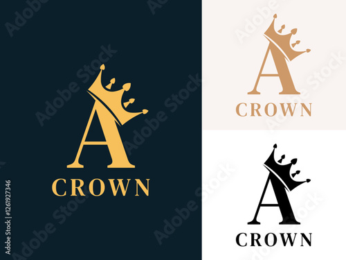 Initial letter A with Crown logo design. Letter A Initial identity logo. Crown logo design vector template