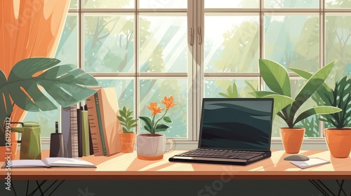 Wallpaper Mural serene office with big window Torontodigital.ca