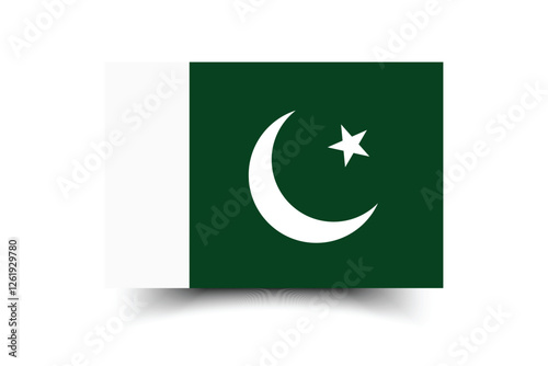 Pakistan flag. Flag of Pakistan. The official ratio. Flag icon. Standard color. Standard size. A rectangular flag. Computer illustration. Digital illustration. Vector illustration.