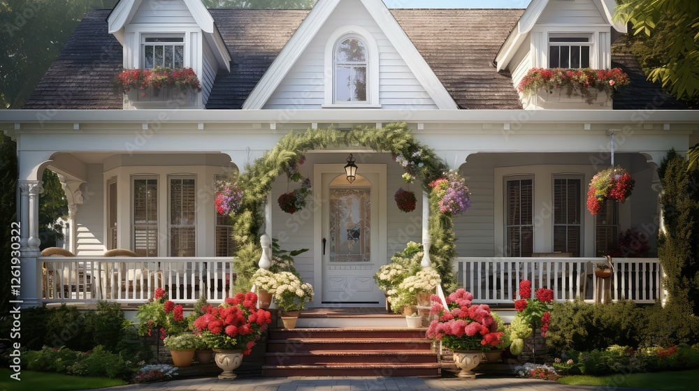 Fototapeta premium cozy white suburban home