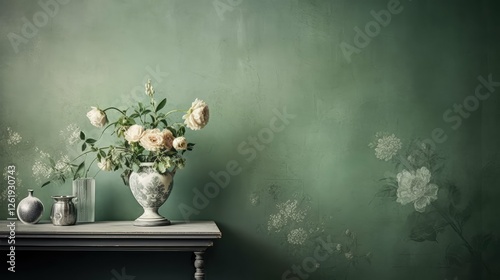 floral wallpaper vintage green