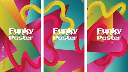 Abstract 2000s Gradient for Digital Marketing. abstract geometric gradient  with bold lines 2000s millenium style screen size set template vector illustration.