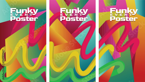 Trendy Y2K Gradient Background. abstract geometric gradient  with bold lines 2000s millenium style screen size set template vector illustration.