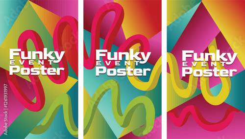 Versatile 2000s Geometric Gradient for Branding. abstract geometric gradient  with bold lines 2000s millenium style screen size set template vector illustration.
