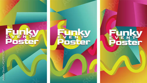 Tech-Themed 2000s Geometric Gradient for Apps. abstract geometric gradient  with bold lines 2000s millenium style screen size set template vector illustration.