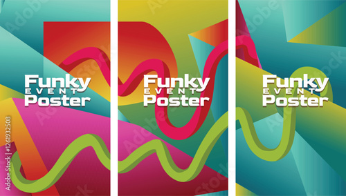 Next-Level 2000s Abstract Gradient Aesthetic. abstract geometric gradient  with bold lines 2000s millenium style screen size set template vector illustration.