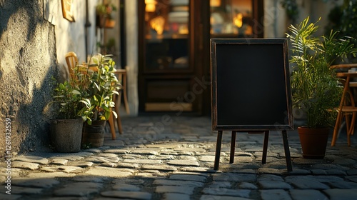 Fototapeta Naklejka Na Ścianę i Meble -  Cafe alleyway outdoor menu board