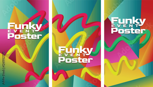 Trendy 2000s Geometric Gradient Elements. abstract geometric gradient  with bold lines 2000s millenium style screen size set template vector illustration.