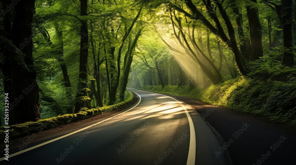 Obraz premium trees road forest