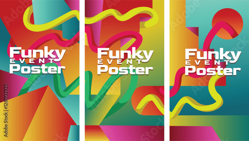 Sharp 2000s Geometric Gradient Patterns. abstract geometric gradient  with bold lines 2000s millenium style screen size set template vector illustration.