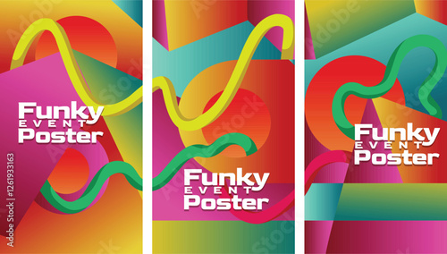 Y2K Inspired Geometric Gradient Background. abstract geometric gradient  with bold lines 2000s millenium style screen size set template vector illustration.