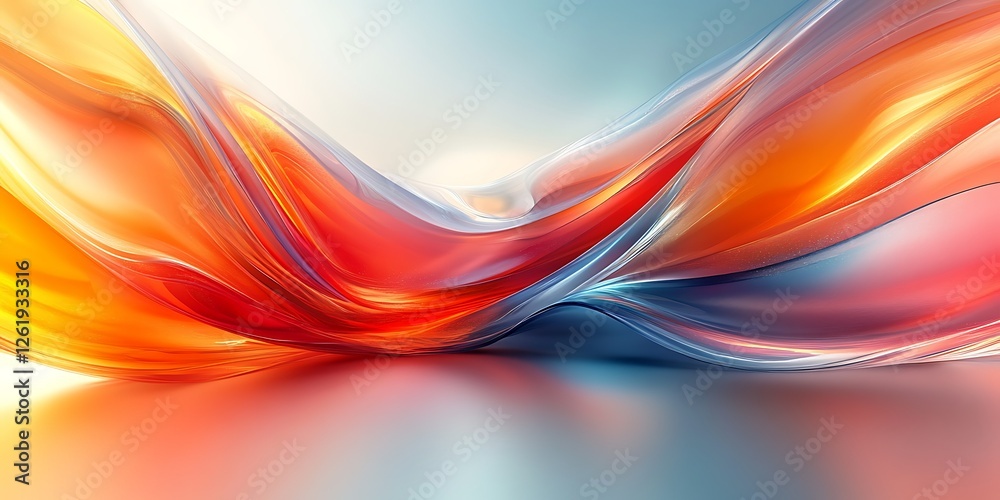 Fototapeta premium Abstract orange blue wave flow, shiny background. Design concept