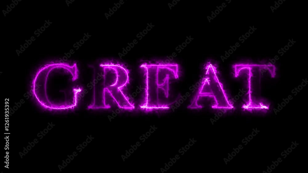 Neon Glowing Great text animation on black background Neon Glowing Great text animation on black background