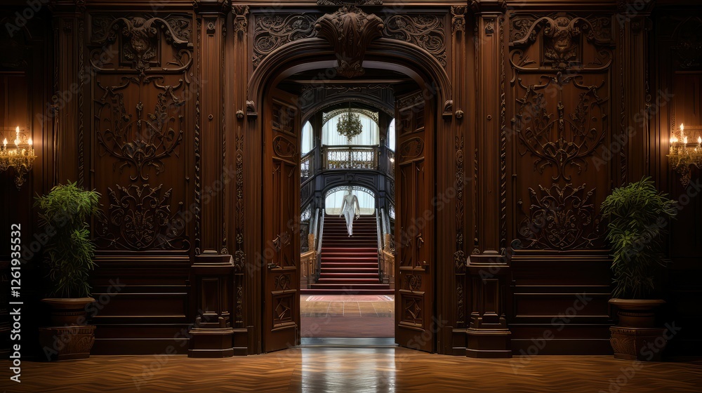 Fototapeta premium mahogany walk through door