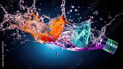 colorful water bottle splash