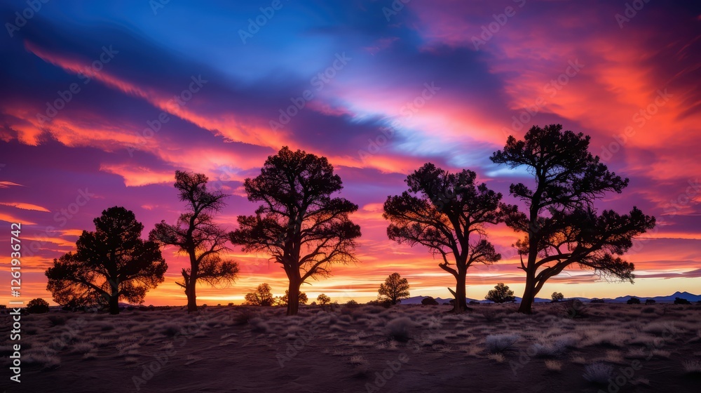 silhouette pinon tree