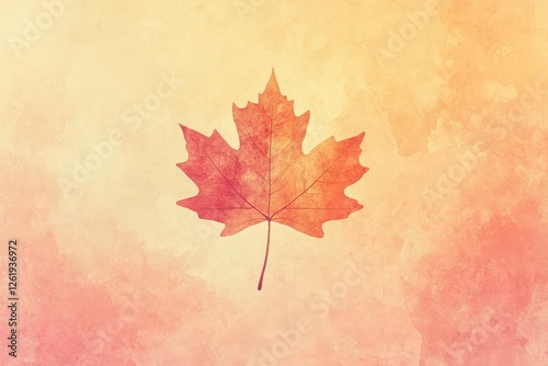 Watercolor depiction of a single maple leaf on paper