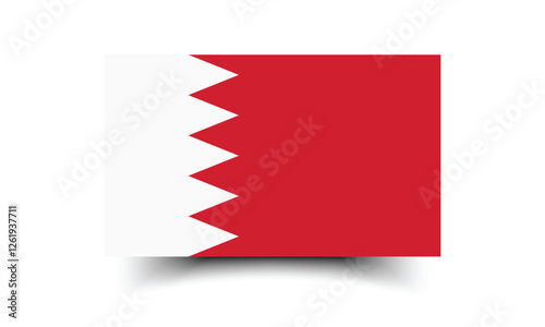 Bahrain flag. Flag of Bahrain. The official ratio. Flag icon. Standard color. Standard size. A rectangular flag. Computer illustration. Digital illustration. Vector illustration.