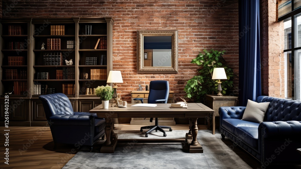 Fototapeta premium blue offices brick wall