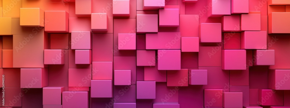 Abstract Colorful Cubes 3D Render: A Vibrant Pink and Orange Geometric Pattern Background Abstract Colorful Cubes 3D Render: A Vibrant Pink and Orange Geometric Pattern Background