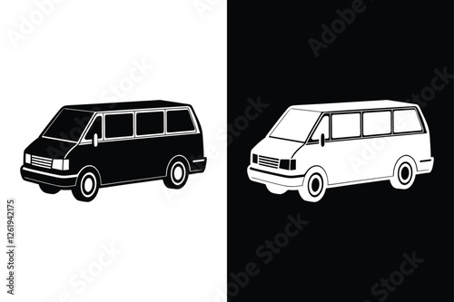 Flat Design Minivan Vector Illustrations