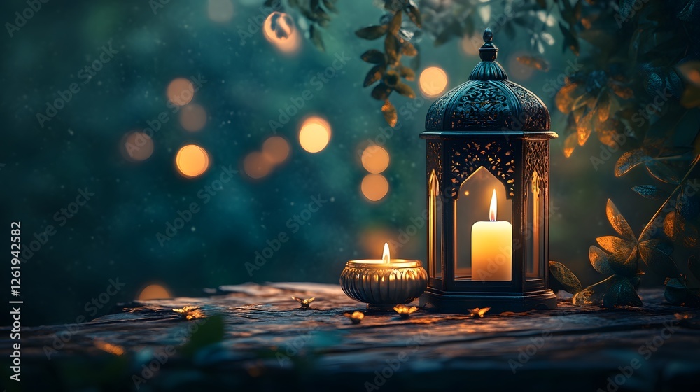 Enchanted Night: Candlelight and Tranquility in a Mystical Garden Enchanted Night: Candlelight and Tranquility in a Mystical Garden
