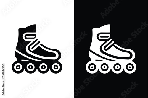 Minimalist Roller Skates Icons in Black & White