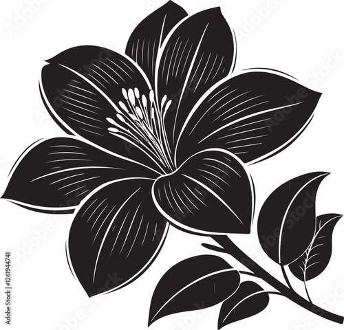 Jackfruit Blossom Silhouette Vector Art – Elegant Black Shape Design