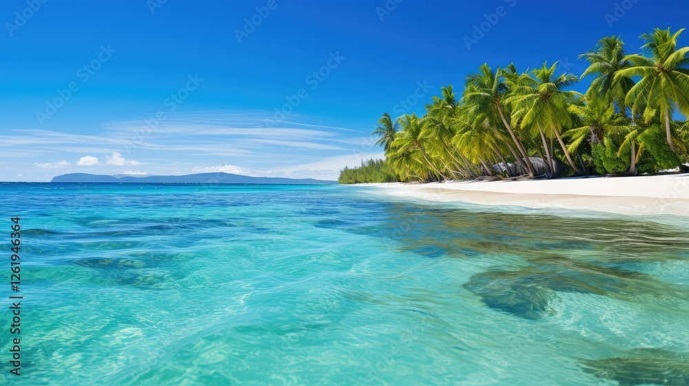 Fototapeta premium palm green blue background