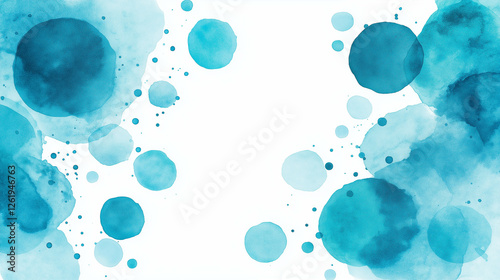 Soft blue watercolor circles on white background create calming and artistic effect. Ideal for design projects or backgrounds
