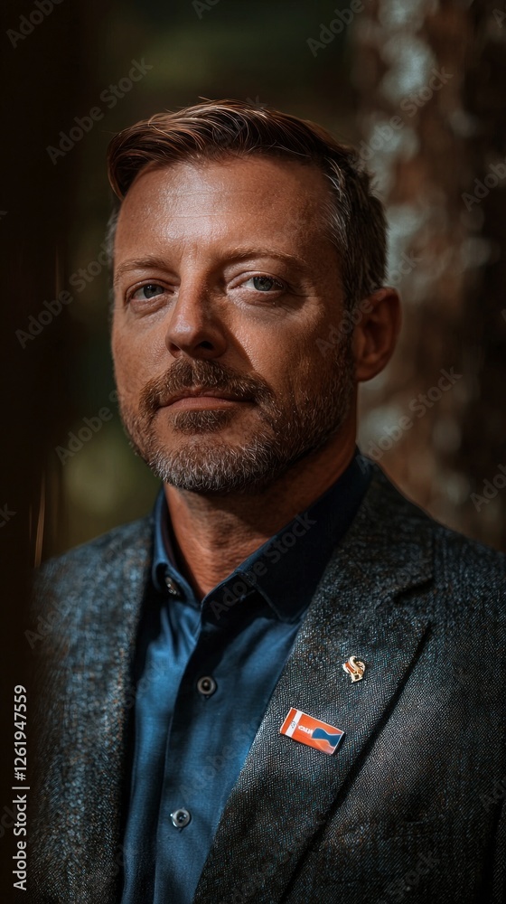 Portrait of a Man with Glitter on his Face and Suit Portrait of a Man with Glitter on his Face and Suit