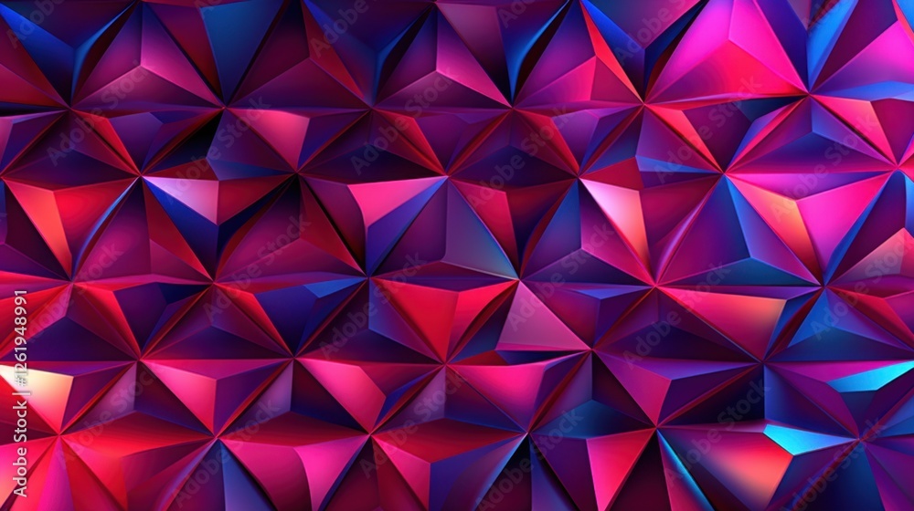 Fototapeta premium Abstract Crimson and Indigo Triangular Geometric Pattern Design Background Wallpaper