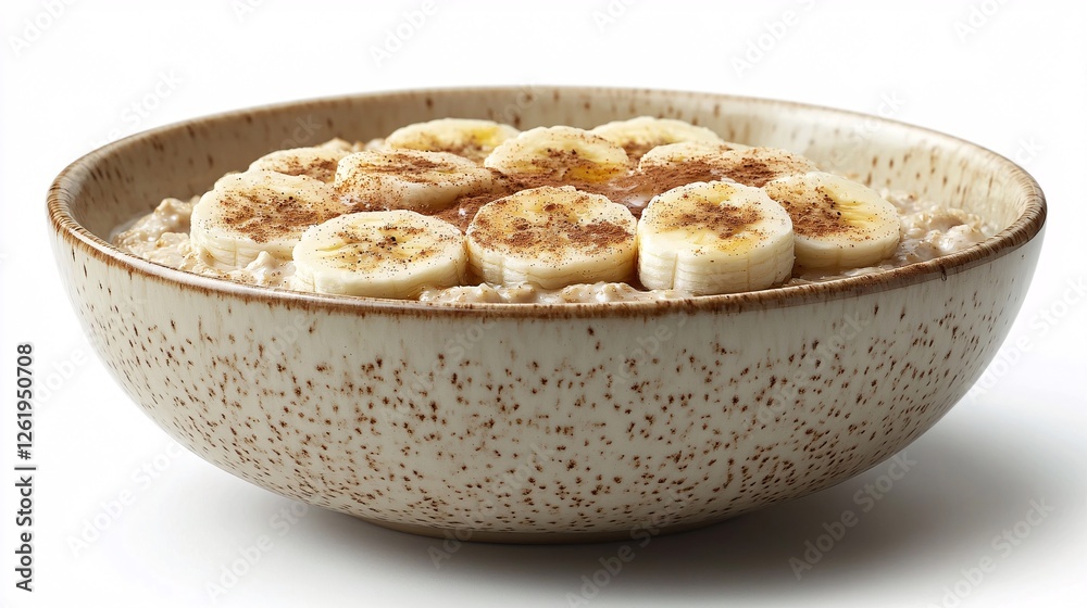 Creamy Oatmeal Bowl with Sliced Bananas and Cinnamon Topping Creamy Oatmeal Bowl with Sliced Bananas and Cinnamon Topping