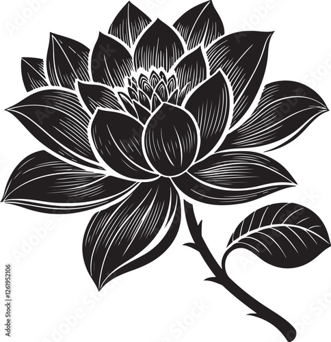 Jackfruit Blossom Silhouette Vector Art – Elegant Black Shape Design