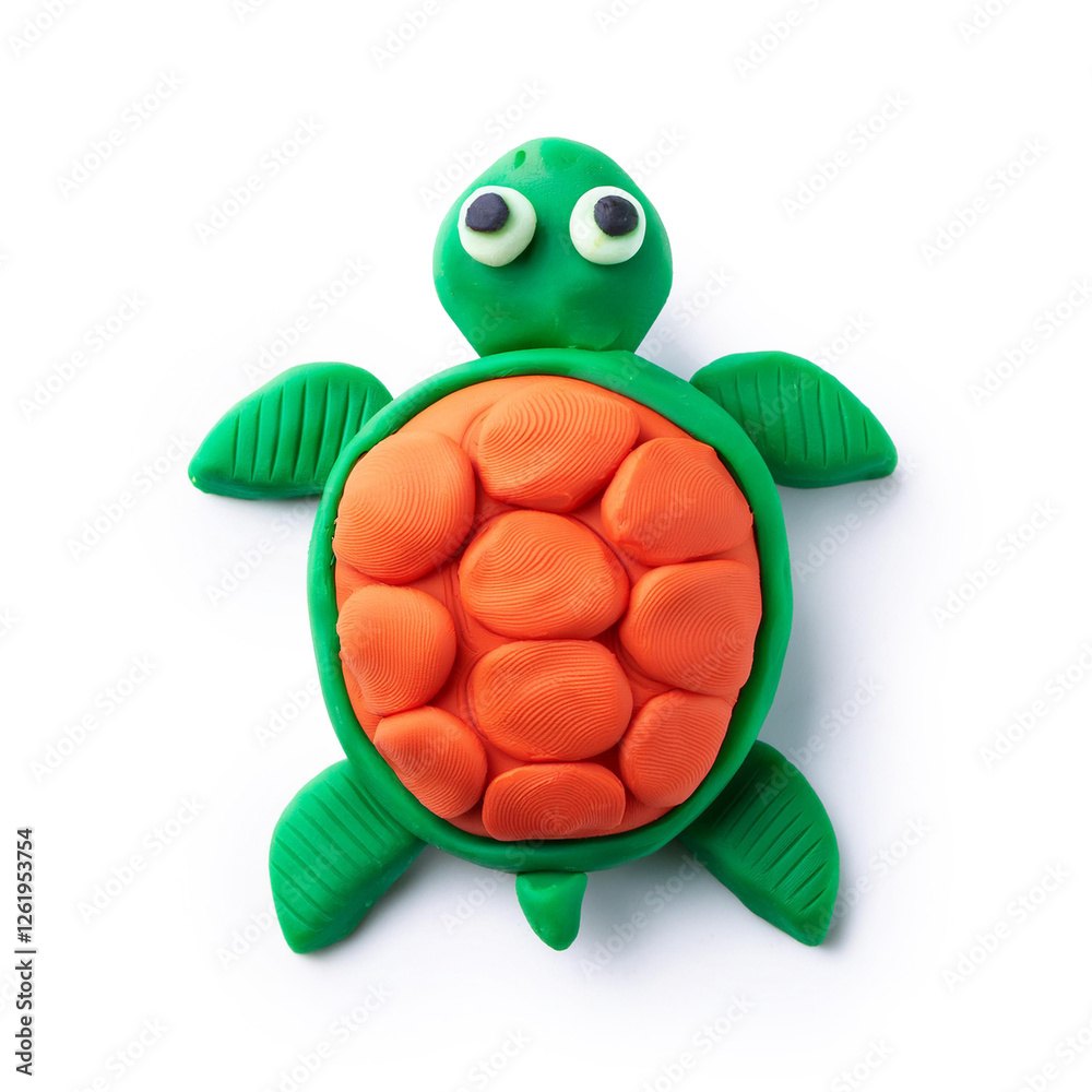 Fototapeta premium turtle molded from plasticine modeling clay isolated on white background