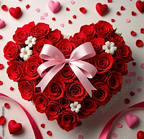 valentines day background with red roses