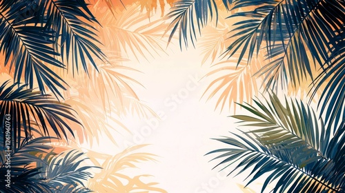 Palm Leaves: Tropical Summer Paradise Beach Vacation Background