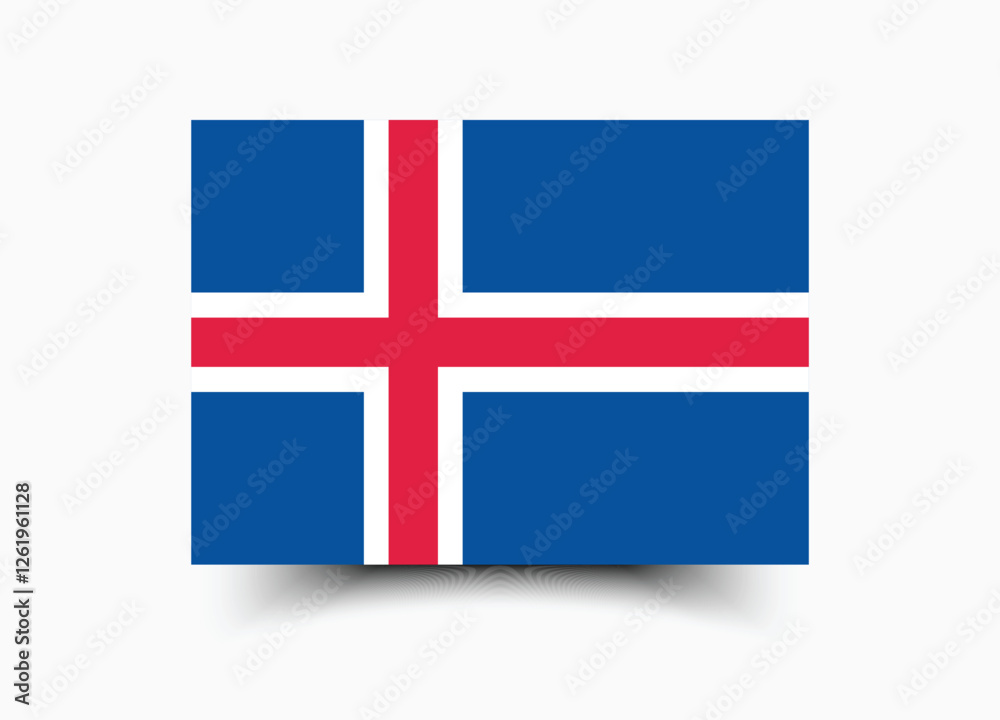 Iceland flag. Flag of Iceland. The official ratio. Flag icon. Standard color. Standard size. A rectangular flag. Computer illustration. Digital illustration. Vector illustration. Iceland flag. Flag of Iceland. The official ratio. Flag icon. Standard color. Standard size. A rectangular flag. Computer illustration. Digital illustration. Vector illustration.