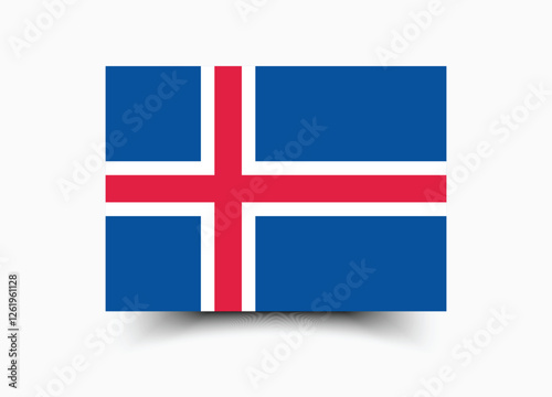 Iceland flag. Flag of Iceland. The official ratio. Flag icon. Standard color. Standard size. A rectangular flag. Computer illustration. Digital illustration. Vector illustration.