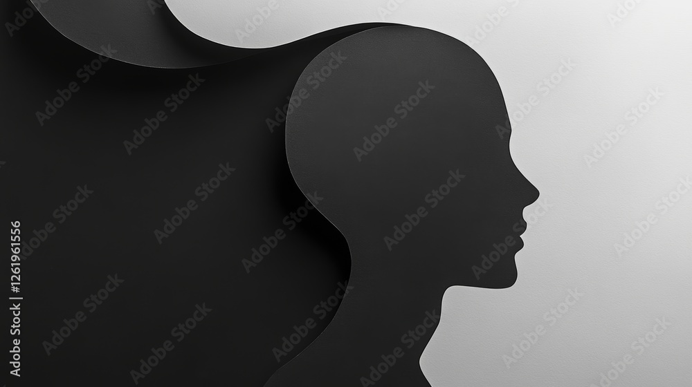 Obraz premium Silhouette of Abstract Human Form in Monochrome Design