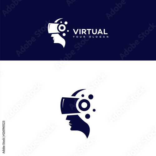 Virtual Reality Headset Logo Design, Technology Innovation, Metaverse Concept