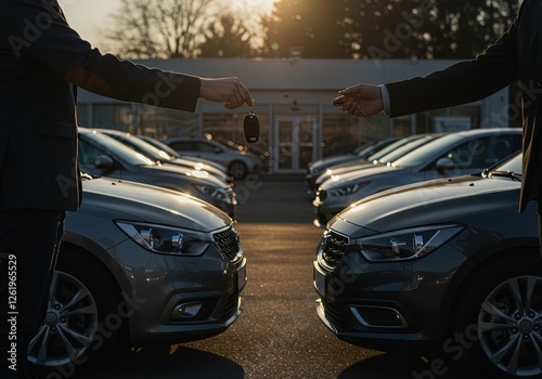 Car Dealership, Customer Receiving Keys, New Car Purchase
