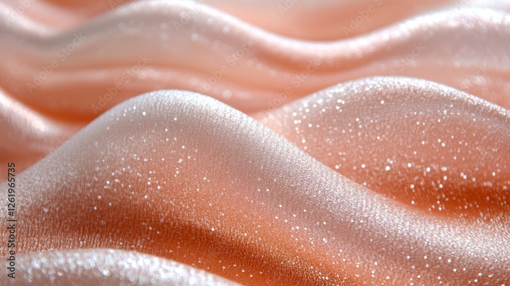 Peach fabric waves, textured background, close-up Peach fabric waves, textured background, close-up